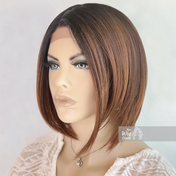 Dark Roots Honey Copper Blonde Ombre Bob Wig | Her Wig Closet | Allie - Picture 8 of 8